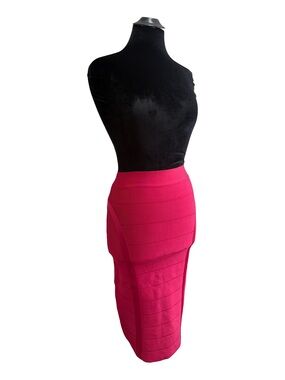 '00 Bebe Rose Red Bandage Pencil Skirt